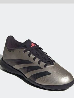 adidas Predator Club Turf Soccer Shoes | Platinum Metallic-Aurora Black Turbo